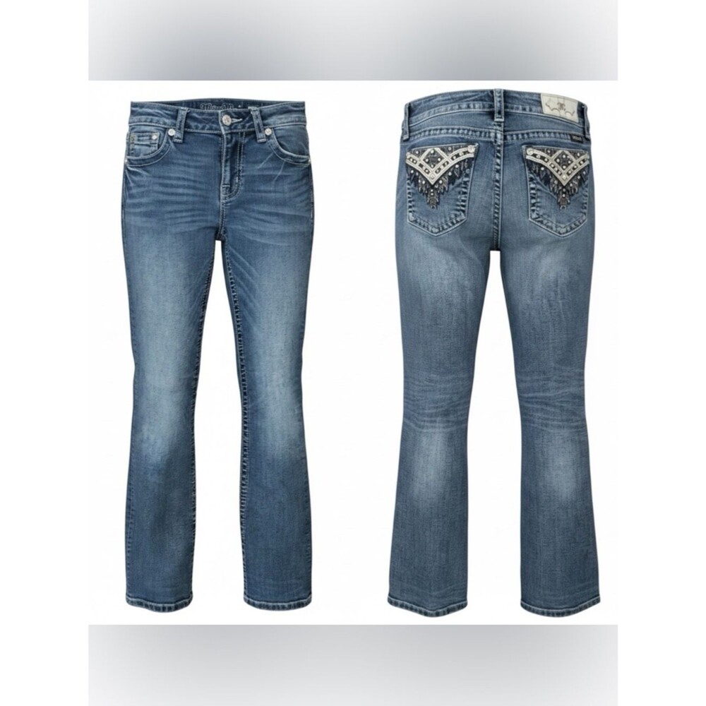 Miss Me Chloe Medium Blue Embellished Y2K Bootcut Jeans - Size 29